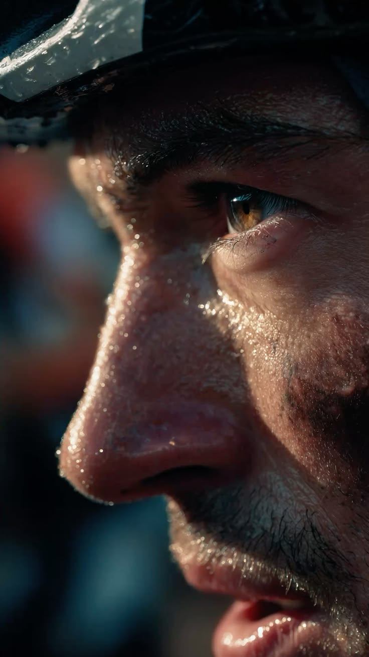 Close-up of an eye catching warm light